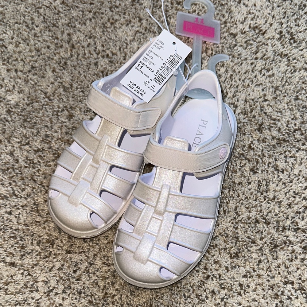 NWT Childrens Place toddler girls size 11 Shimmering White Sandals